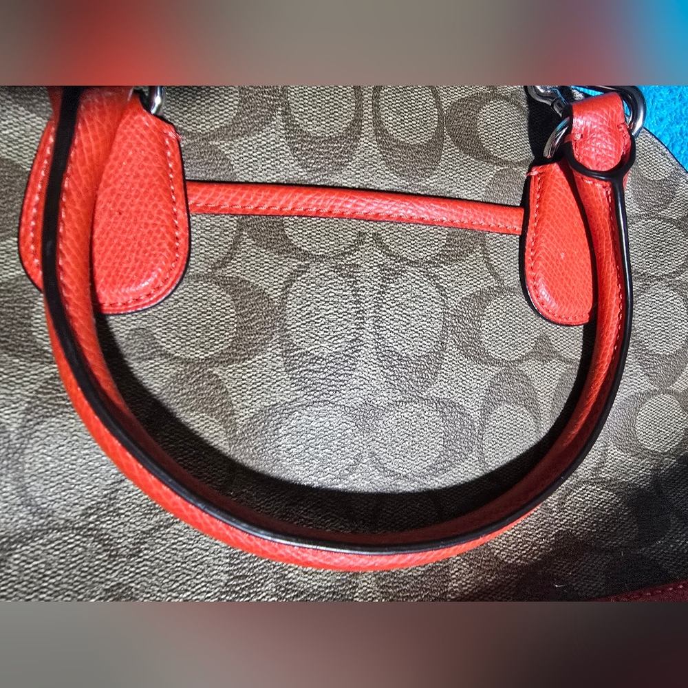Coach Cora Orange/Signature Coated Canvas and Leather Dome Satchel - Picture 5 of 10